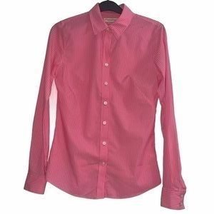 Banana Republic Pink Striped Fitted Button Down